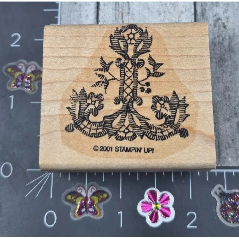 Stampin' Up! Flourish Motif Elegant Ornate Les Fleur 2001 Rubber Stamp Wood #L49